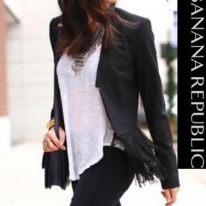 Banana Republic Crepe Fringe Black Jacket